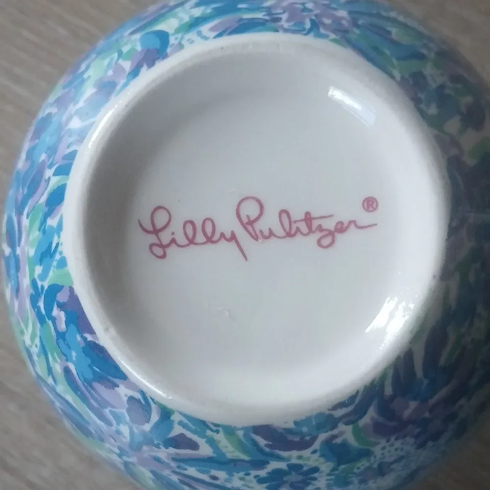 Lilly Pulitzer Ceramic Mug Cup Gold Tone Handle Large 14 Oz Spring Gift
